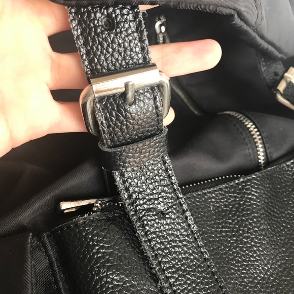 Black Nylon Backpack  with Leather Details - Picture 2 of 8